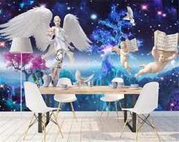3d Wallpaper European Dream Starry Angel Beauty Background Wall Painting Wallp aper Custom Any Size 3d Wallpaper
