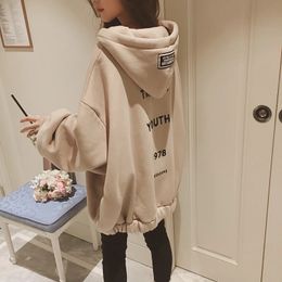 Winter New Korean Hip Hop Loose Oversized Hoodies Women Casual Hooded Sweatshirt Bubble Sleeve Zipper Coat Tops Streetwear