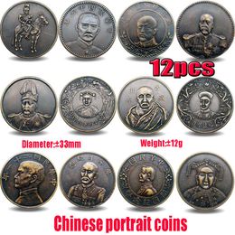12pcs Chinois 33mm Copy Cooins chanceux Feng Shui Silver Pièces d'argent Différents types de collection d'art