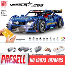 APP Remote Control Motorized C63 Blue Super Racing Car Building Blocks Bricks Mould King Compatible Legoing 13073 AGM MOC-6687 Birthday Toys Children Christmas Gift