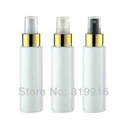 100ml white round bottle with gold spray pump container ,50pc/lot,plastic spray bottles,