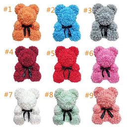 25cm Soap Foam Bear of Roses Teddi Bear Rose Flower Artificial New Year Gifts for Women Valentines Gift Christmas 9 Colours EMS makeup set
