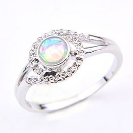 10pcs mother's gift Jewelry 925 Silver real White Opal Round Rings Women Europe popular Fashion Retro Ring Jewelry 7 8 9#