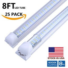 Double Rows 8 feet led t8 tube super bright 72W 8ft led tubes Integrated led tube 384lelds 7000 lumens AC110-240V + Stock In US