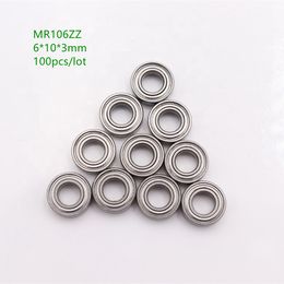 100pcs/lot MR106ZZ Miniature steel Ball Bearing 6*10*3 MR106 Shielded radial deep groove ball bearings 6x10x3 mm