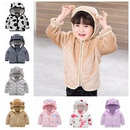Infant Baby Clothes Fleece Toddler Boys Coat Solid Newborn Girls Hooded Jacket Warm Toddler Outwears Boutique Baby Clothing 12 Colors DW4204