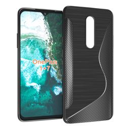 black NS line non-slip soft silicone Carbon Fibre shockproof TPU Gel Case for oneplus 7/1+7 oneplus 6T oneplus 6