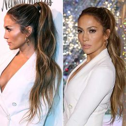 virgin Wavy Curly brown highlight blonde Ombre Wrap Around Ponytail Clip in Hair Extensions Hairpieces140g 20"