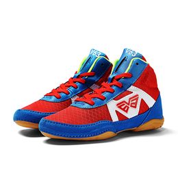 TaoBo 2020 Pro Kid Wrestling Shoes Genuine Mesh Upper Boy Girl Boxing Sneaker High Top Breathable Non-slip Child Weightlifting