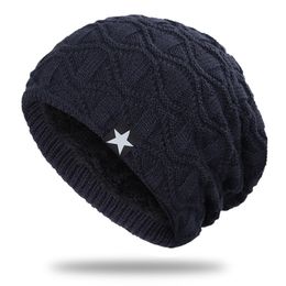 New five-pointed star logo winter cotton cap Thicker version of unisex beanie Soft cap Baggy slouchy vintage dad hat wholesale