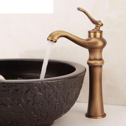 Single Handle Antique Brass Bathroom Vanity Sink Lavatory Faucet Hot And Cold Mixer Tap