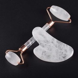 Jade Roller Set Natural Rock Quartz Face Roller Gua Sha Scraping Massage Facial Body Neck Healing Beauty Health Care Tool Kit