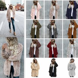 11 Colors Women Sherpa Sweatshirt hooded overcoat long sleeve fleece soft cardigan warm women fashion Winter Hooded Coat AAA1030N