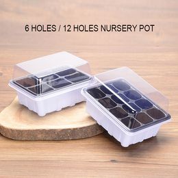 12PCS MOQ Durable Plastic Seeding Nursery Pots Plant Seeds Grow Box Cell Tray Insert Propagation Case Mini Flower pots plug trays 6/12holes