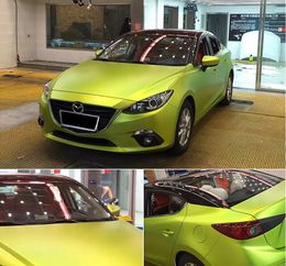 Lemon Green Matte Metallic Chrome Vinyl Car Wrap Film Roll With Air Bubble Free Matte Metal Car Wrapping Foil Decal