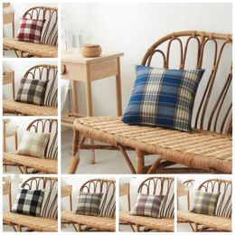 Plaid Pillow Case Linen Plain Striped Pillow Cover Check Pattern Pillows Covers Xmas Christmas Tartan Pillowcase Bedroom Decor TLZYQ1406