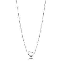 New 100% 925 Sterling Silver Round Heart-shaped Romantic With Clear CZ Simple Necklace For Women Original Fashion Jewellery Gift four
