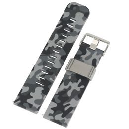 22mm Camouflage Rubber Watch Band Military Army Silicone Strap Waterproof Replacement Bracelet with Quick Release Bars