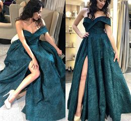 Elegant Off Shoulder Lace Evening Dresses High Split 2019 African Formal Wear Prom Dresses Robe De Soiree Pageant Gowns Long Party Custom