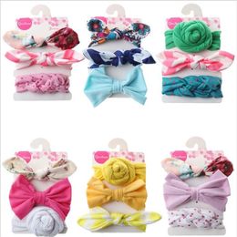 Baby Headbands Girls Rabbit Ear Headband Bow Knot Turban Infant Elastic Hairbands Floral Dot Headwear Kids Hair Accessories 3pcs/set C5834