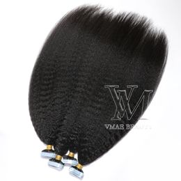 Vmae Indian Hair Single 100g Kinky Straight Natural Colour 100% Unprocessed Virgin Human Hair Tape ins Human Hair Extensions