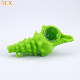 The most unique silicone pipe with conch design glass tobacco bowl hand pipe unbreakable silicon bong for smoking