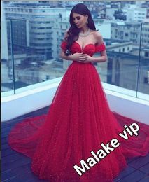 Sexy A-Linie, schulterfrei, Spitze, rot, Ballkleider, langes afrikanisches, nigerianisches Spitzenkleid, elegante Abendkleider 2019