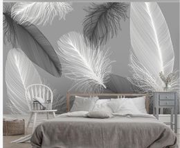 Modern nordic feather background wall mural 3d wallpaper 3d wall papers for tv backdrop