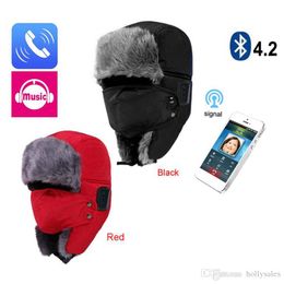 Wireless winter hat Thicken Warm Faux Fur Skullies Scarf Bonnet Beanies Knit Hat Headset Smart Cap Outdoor Soft Cap