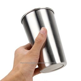 50pcs High Quality 500ML 304 Stainless Steel Beer Mug Cup Drink Cups Milk JuiceCoffee Tea Beer Anti-shock Mixed Colours