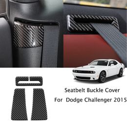ABS Carbon Fiber Car Seat Belt Buckle Decoration Cover for Dodge Challenger 2015+ Auto Interior Accessories