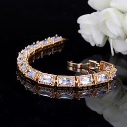 Bride Women Bracellet Yellow Gold Plated Cubic CZ Braclet for Girls Women for Party Wedding Gift for Friend