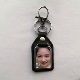 new arrival sublimation pu leather key chains brown black rectangle round blank key ring hot transfer printing diy custom consumable