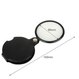 Mini Magnifiers Portable Jewellery Loupe Foldable PU Material Reading Magnifying Glass Lens Pocket Magnifier F1775