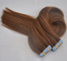 Good Quality Human Hair Extensions 60pcs Thick ends Straight Invisible Skin Weft PU Tape On Hair, Free Shipping