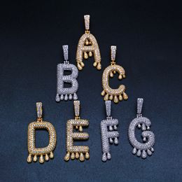 Hip-hop ice out a-z without custom name drop letter necklace chain gold silver cubic zircon Jewellery