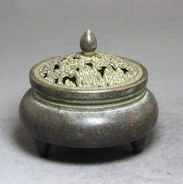 Retro brass imitation bronze coated old-fashioned antique crafts brass Daming Xuande year-old incense burner