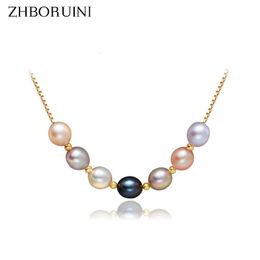 Zhboruini Gioielli di perle Perla d'acqua dolce naturale Collana di perle multicolore Pendente Gioielli in argento sterling 925 per le donne J190528