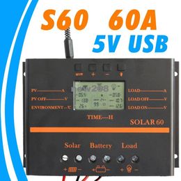 Freeshipping 60A Solar Controller LCD PV panel Battery Charge Controller 12V 24V Solar system Home indoor use 5V usb solar charge controller