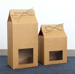 Tea packaging cardboard kraft paper bag,Clear Window box For Cake Cookie Food Storage Standing Up Paper Packing Bag SN336