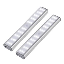 Figurines PIR Sensor Kast Licht Sensoren Wandlampen LED Nachtlichten voor badkamer Mirror Keuken onder Cabinet Kast Wanden verlichting USB -lading
