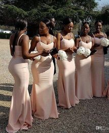 New Arrival South African Backless Bridesmaid Dresses For Summer Weddings Mermaid Spaghetti Straps Maid Of Honour Gowns Plus Size HH284