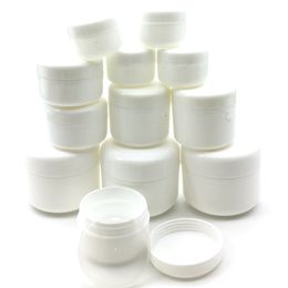100Pcs 10g/20g/30g/50g Plastic Empty Makeup Jar Pot Refillable Sample bottles Travel Face Cream Lotion Cosmetic Container White