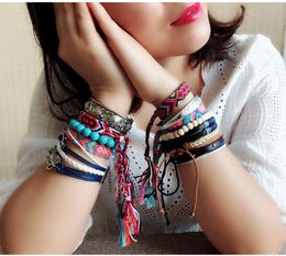 Hot Bohemian Thread Bracelet Retro Handmade Boho Multicolor String Cord Woven Braided Hippie Friendship Bracelets Women Men gift