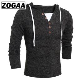 ZOGAA Brand Geek New Men's Sweaters Fashion Design Solid Hooded Knit Sweater Coat Men Clothes Slim Fit Pullovers sweater men
