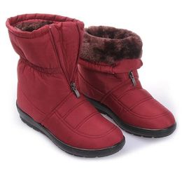 Hot Sale-Women winter thick snow boots girls waterproof cotton shoes zipper warm ankle shoes classic outdoor work shoes size 35-42