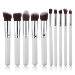 Professional Makeup Brushes Set Wood Handle Nylon Hair Cosmetic Brush Kit Eyeshadow Foundation Makeup Tools 10pcs /set RRA693