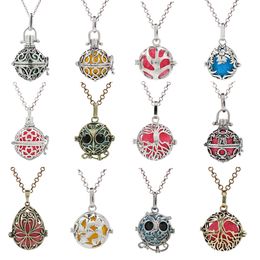 MIx Designs Love Heart Owl Clover Wing Pregnant Necklace Mexico Chime Ball Pendant Lava Bead Essential Oil Diffuser Locket Charms Making