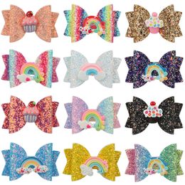 3 inch Baby Bow Hairpins Sequin fruit butterfly Rainbow cake Hair grips children Girls Hair Clips Kids Hair Accessories Barrettes C6823