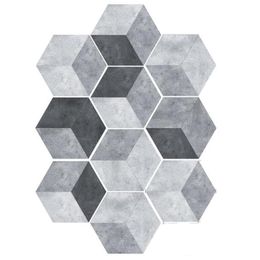 Noir Gris Hexagone Mur Autocollant Diy Décor Autocollant De Plancher Salle De Bains Toilette Cuisine étanche Auto Adhésif Tuile Sol Autocollants